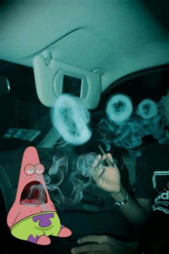 Sponge bob blowing marijuana rings