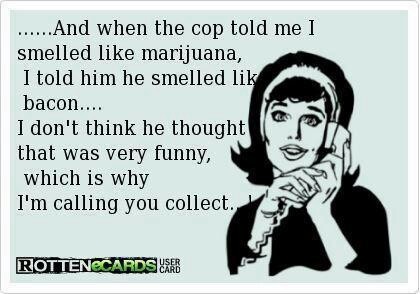 And when the cop told me I smelled like Marijuana I said he smelled like bacon...